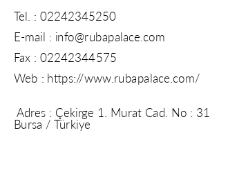 Ruba Palace Thermal Hotel iletiim bilgileri